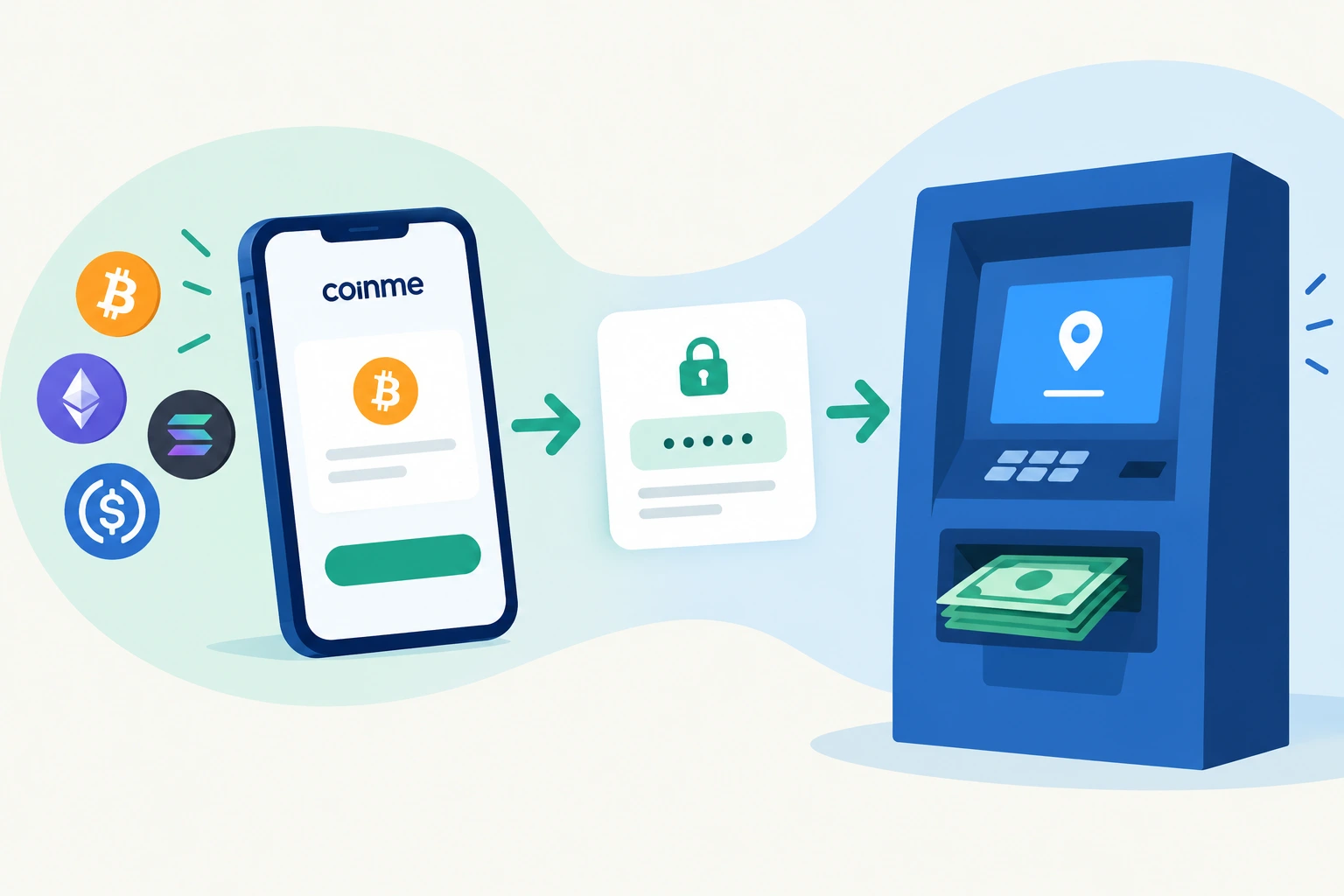 Sell crypto in app, pick up cash at an atm same day.