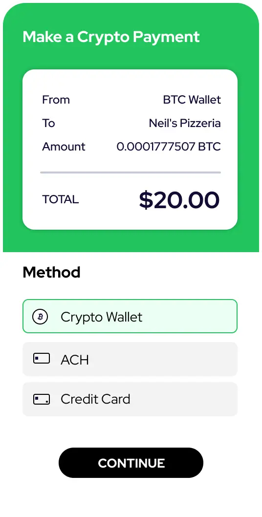 Payment screen.