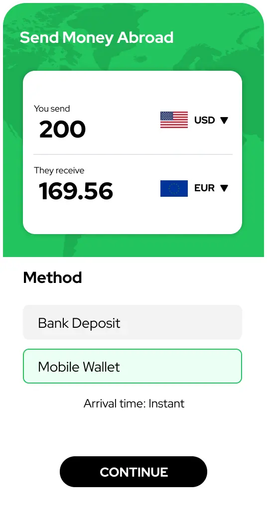 Send money screen.