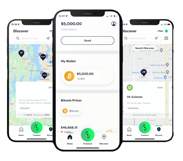 Coinme app - partner' screens.