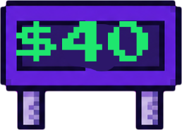 Pixel-art scoreboard showing 40