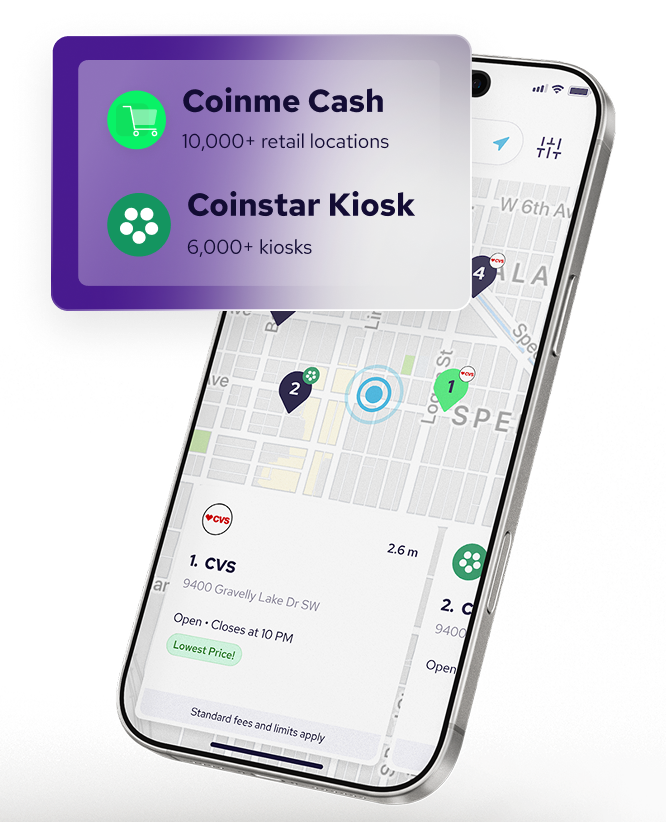 Coinme app screen.
