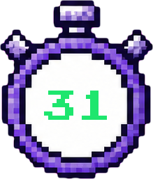 Pixel-art stopwatch showing 31