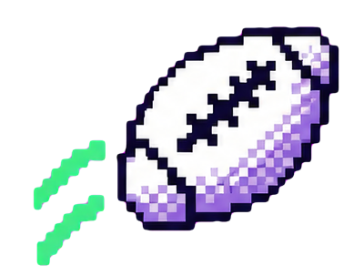 Pixel-art football kicked toward the goal posts