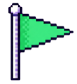 Pixel-art green pennant flag