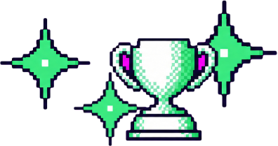 Pixel-art trophy with stars
